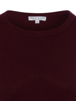 Marie Lund Damen Pullover in bordeaux - Ärmel: kurzarm