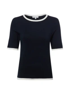 Marie Lund Damen Pullover in marine - Ärmel: kurzarm