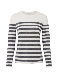 Marie Lund Damen Pure Cashmere Pullover in ecru anthrazit