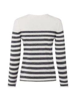 Marie Lund Damen Pure Cashmere Pullover in ecru anthrazit
