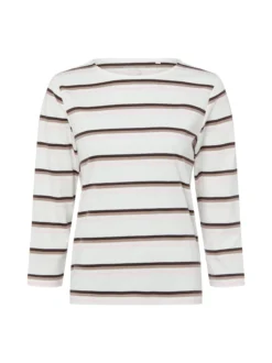 Marie Lund Damen Shirt in ecru schoko - Ärmel: 3/4 Arm
