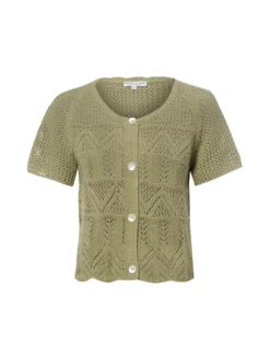 Marie Lund Damen Strickshirt in schilf - Ärmel: kurzarm