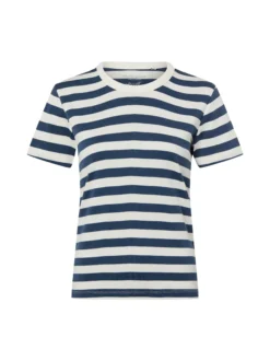 Marie Lund Damen T-Shirt in indigo ecru - Ärmel: kurzarm