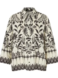 Masai Damen Hemdbluse in schwarz beige - Ärmel: 3/4 Arm