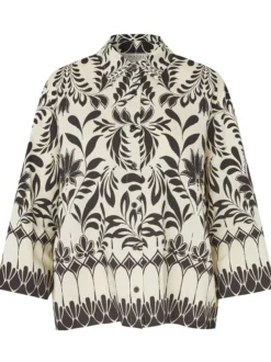 Masai Damen Hemdbluse in schwarz beige - Ärmel: 3/4 Arm