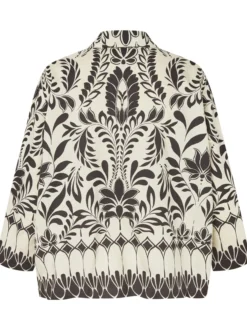 Masai Damen Hemdbluse in schwarz beige - Ärmel: 3/4 Arm