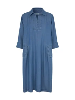 Masai Damen Jeanskleid in blau - Ausschnitt: Polokragen