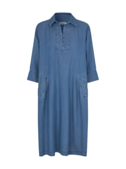 Masai Damen Jeanskleid in blau - Ausschnitt: Polokragen