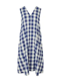 Masai Damen Midikleid in blau weiß - Länge: midi
