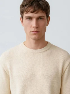 Mavi Herren Pullover in sand - Ausschnitt: Rundhals