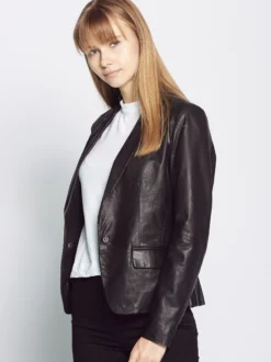 Maze Damen Lederblazer in schwarz