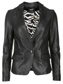 Maze Damen Lederblazer in schwarz