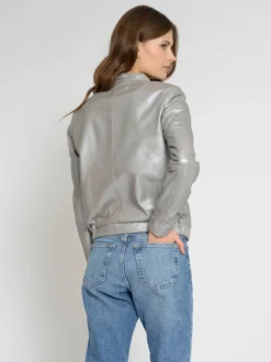 Maze Damen Lederblouson in silber