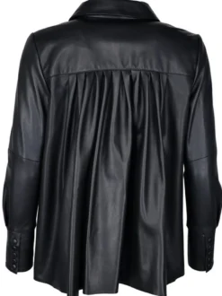 Maze Damen Lederbluse in schwarz