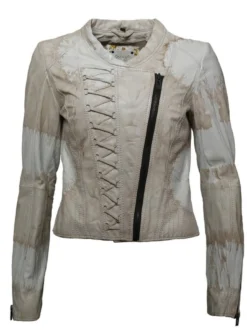 Maze Damen Lederjacke in beige