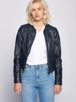 Maze Damen Lederjacke in blau