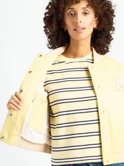 Maze Damen Lederjacke in gelb beige