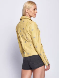 Maze Damen Lederjacke in gelb
