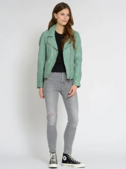 Maze Damen Lederjacke in grün