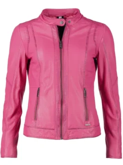 Maze Damen Lederjacke in pink