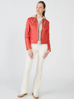 Maze Damen Lederjacke in rot