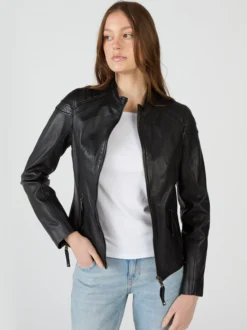 Maze Damen Lederjacke in schwarz
