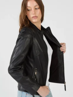 Maze Damen Lederjacke in schwarz