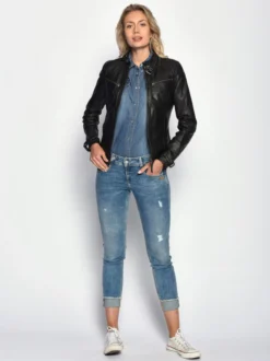 Maze Damen Lederjacke in schwarz