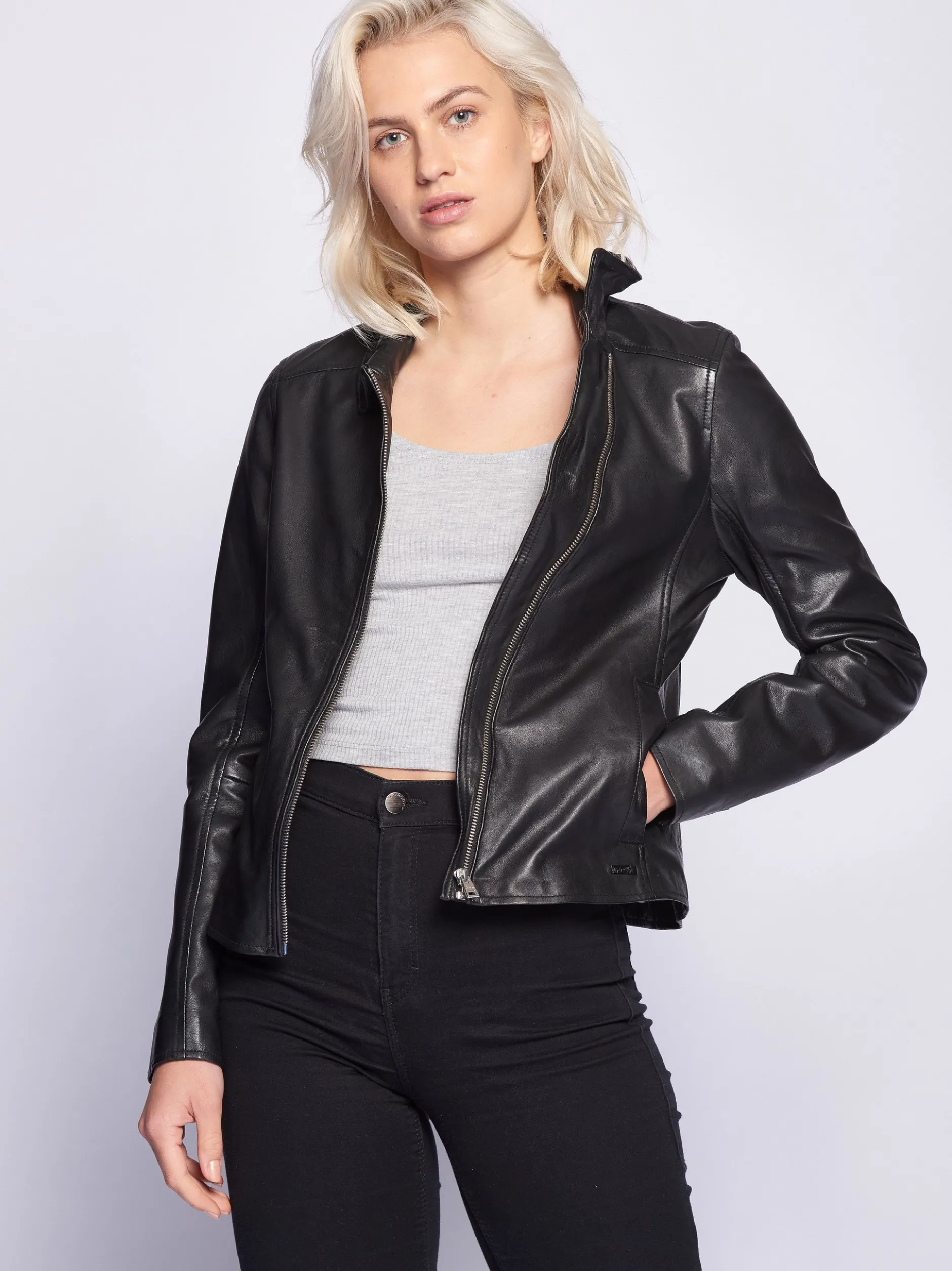 Maze Damen Lederjacke in schwarz
