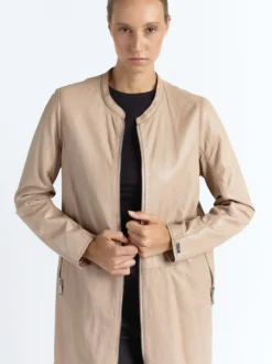 Maze Damen Ledermantel in beige