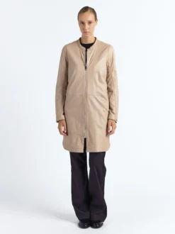 Maze Damen Ledermantel in beige
