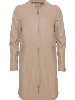 Maze Damen Ledermantel in beige