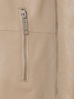 Maze Damen Ledermantel in beige