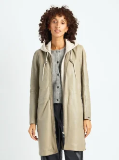 Maze Damen Ledermantel in grau