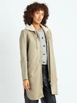 Maze Damen Ledermantel in grau