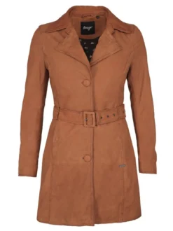 Maze Damen Ledermantel in mocca