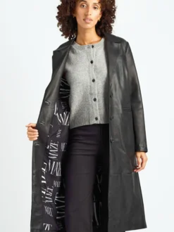 Maze Damen Ledermantel in schwarz
