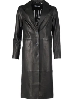 Maze Damen Ledermantel in schwarz