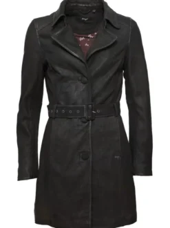 Maze Damen Ledermantel in schwarz