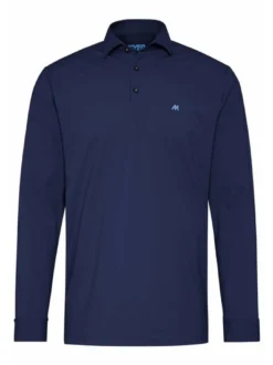 MEYER Herren Poloshirt - Bryson in blau - Ärmel: langarm