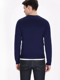 Mo Herren Pullover in blau - Ausschnitt: Rundhals