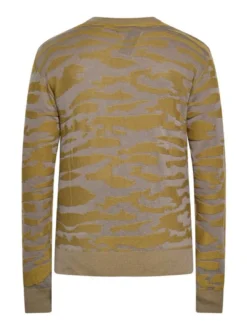 Mo Herren Pullover in khaki - Ausschnitt: Rundhals