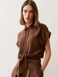 More & More Damen Bluse in schoko - Ärmel: extra kurz
