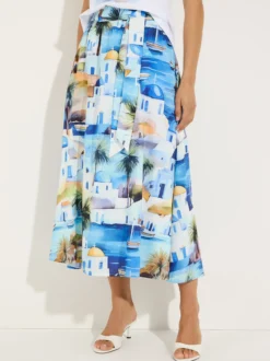 More & More Damen Maxirock in blau mehrfarbig