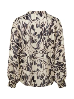 More & More Damen Schluppenbluse in beige schwarz