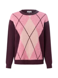 More & More Damen Strickpullover mit Woll-Anteil in aubergine altrosa