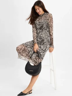 Msch Copenhagen Damen Kleid - MSCHDonette Illenora in beige schwarz