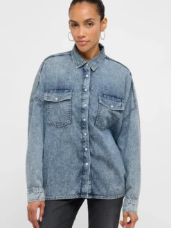 Mustang Damen Bluse in blue stone - Ärmel: langarm