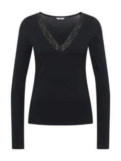 Mustang Damen Langarmshirt in schwarz - Ärmel: langarm
