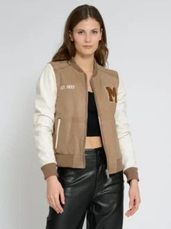 Mustang Damen Lederblouson in beige